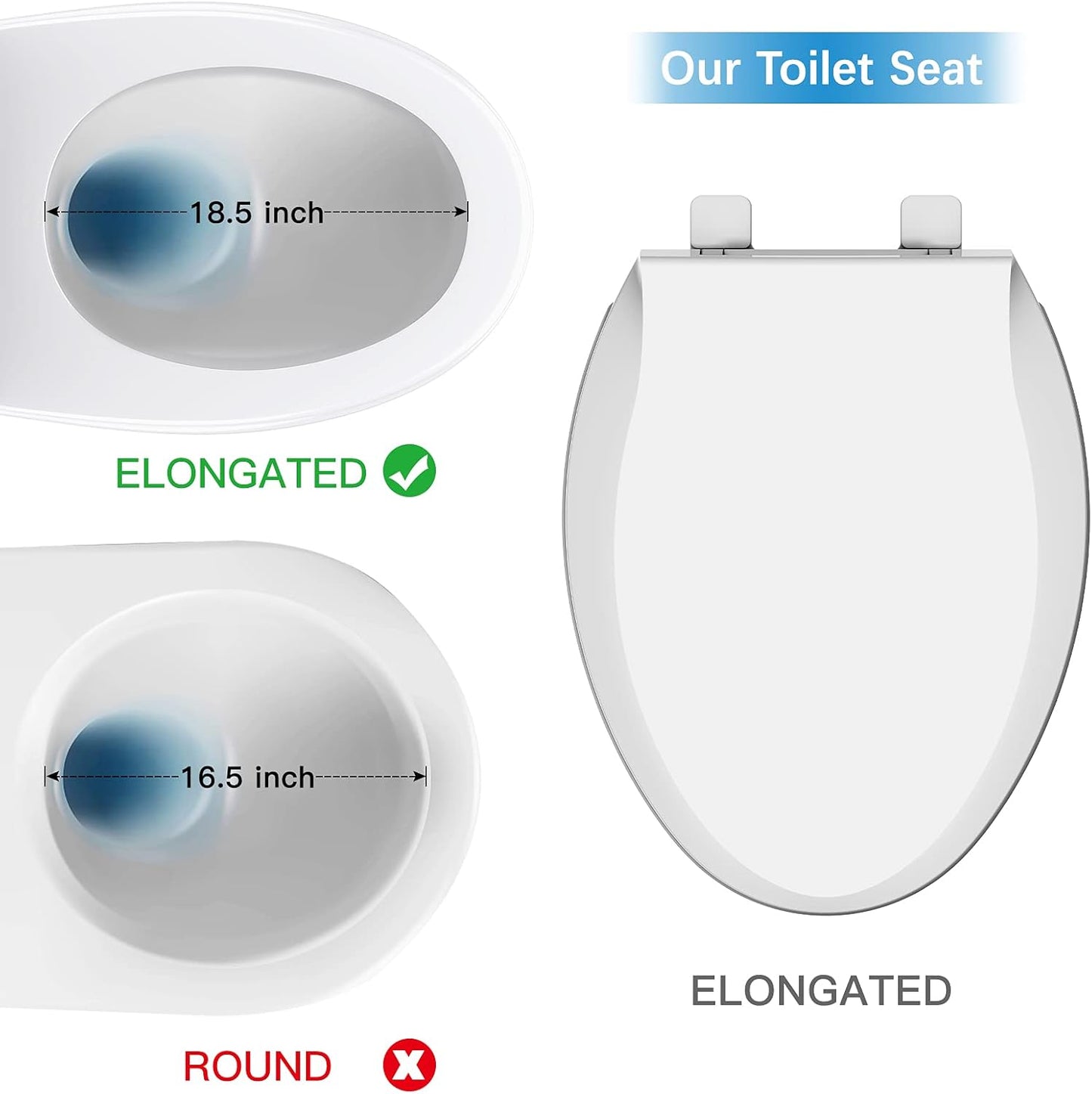 Toilet Seat, Elongated Toilet Seat with Toddler Seat Built in, Potty Training Toilet Seat Elongated Fits Both Adult and Child, with Slow Close and Magnets- Elongated
