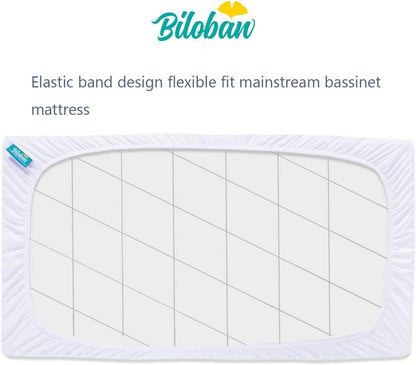 Bassinet Mattress Pad Cover for BCOL and bonbay Baby Bassinet Bedside Sleeper, 2 Pack, Waterproof Quilted Ultra Soft Surface