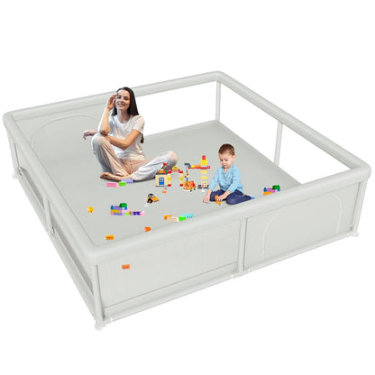 Hiaksedt 79x79 Inch Baby Playpen for Babies and Toddlers, Extra Large Play Yards for Indoor & Outdoor with Zipper Gates, Breathable Mesh with Anti-Slip Base