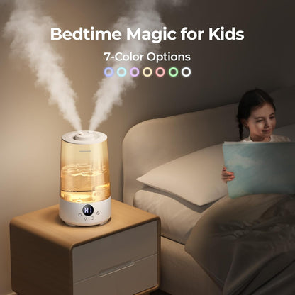 Homvana Humidifiers for Bedroom Home, 3.6 L Cool Mist Top-Fill 34H Super Long Time, Quiet 23dB, Baby Humidifier, Oil Diffuser for Large Room, House, Plant, Nursery, Office, BPA FREE, Ultrasonic (Grey)