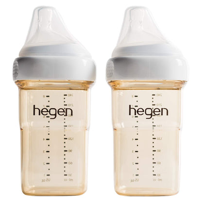 hegen Baby Bottles - Anti Colic Baby Bottles Wide Neck - Breastfeeding System 5 oz with Slow Flow Teats (2 Pack)