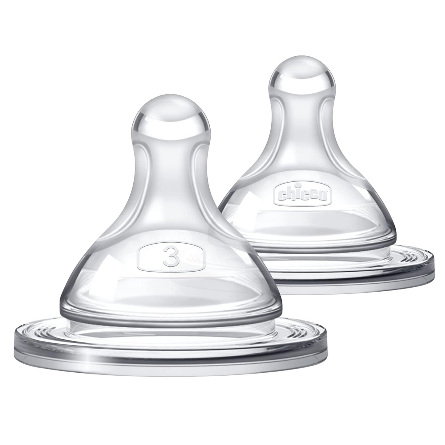 Chicco Duo Glass-Lined Baby Bottle Intui-Latch Nipple with Anti-Colic Valve, Stage 2 Medium Flow for Babies 3+ Months, 100% Silicone with Skin-Like Texture, Breast-Like Shape & Flow, 2-Pack