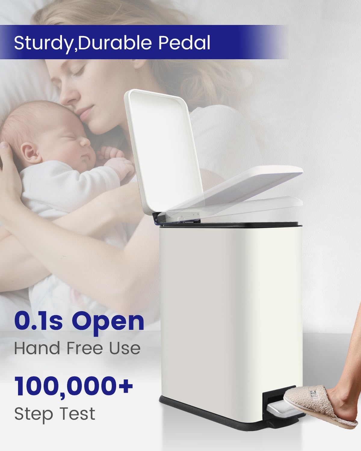Diaper Pail, Baby Diaper Trash Can with Removal Inner Liner, Childproof Lock, Stainless Steel Garbage Pail with lid, Soft Close, Odor Control Diaper Disposal Bin, 4 Gallon Pink Diaper Can