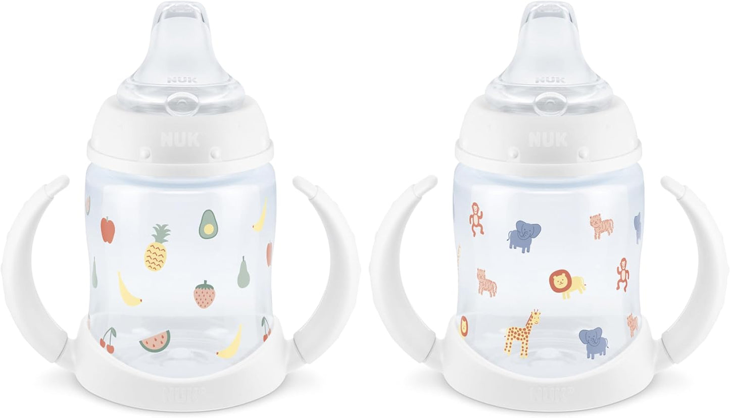NUK Learner Cup, 5 Oz, Pack of 2, Pink Hearts, Soft Spout, Easy-Grip Handles, BPA Free, Spill Proof, Transition Sippy Cup