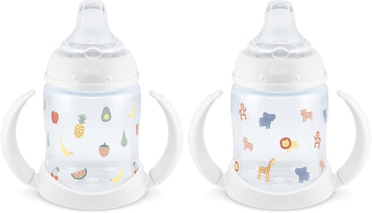 NUK Learner Cup, 5 Oz, Pack of 2, Pink Hearts, Soft Spout, Easy-Grip Handles, BPA Free, Spill Proof, Transition Sippy Cup