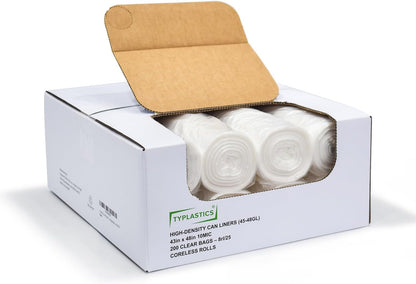 TYPLASTICS 20-30 Gallon Clear Trash Can Liners - 30" x 37" - High Density Garbage Bags - Case of 500 - Multipurpose for Office, Outdoor, Recycling, Industrial and Commercial