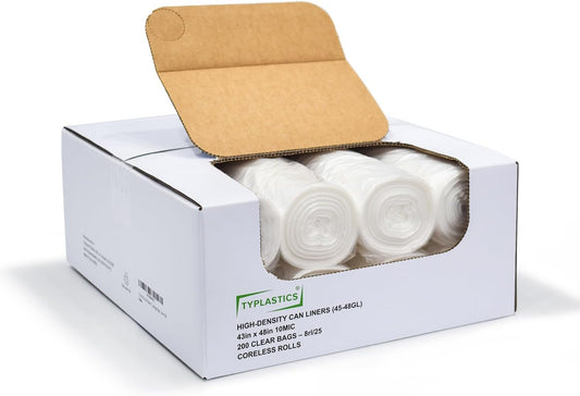 TYPLASTICS 20-30 Gallon Clear Trash Can Liners - 30" x 37" - High Density Garbage Bags - Case of 500 - Multipurpose for Office, Outdoor, Recycling, Industrial and Commercial