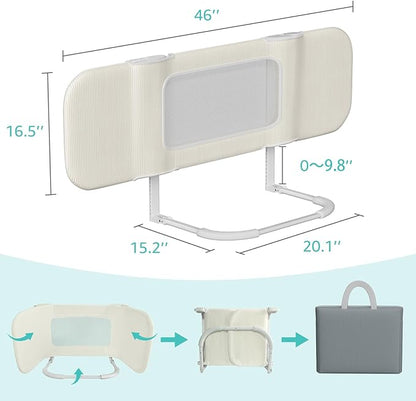 NUTIKAS 46" Bed Rails for Toddlers, Side Folding Baby Bed Rail Guard for Twin, Full, Queen & King Size Bed, Collapsible Kids Bedrail with Safety Anchor (Grey)