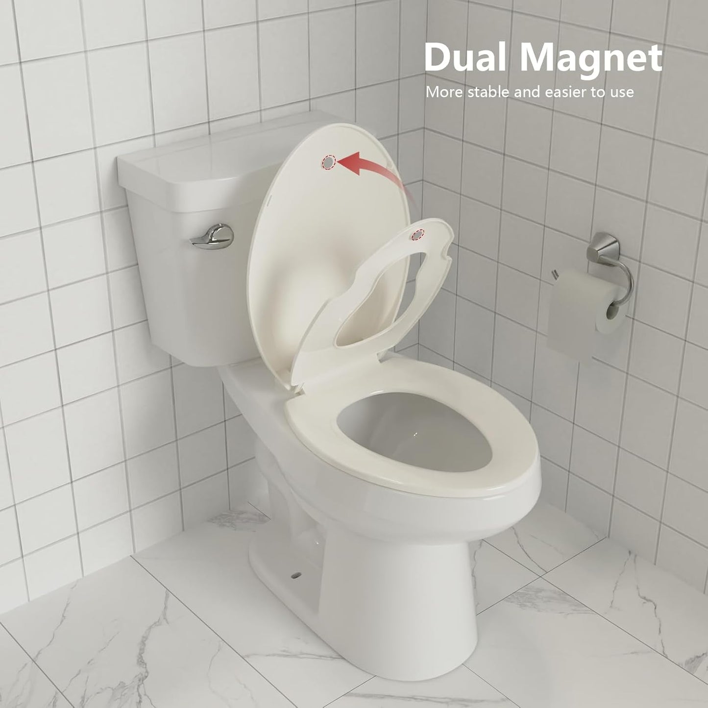 Toilet Seat Round,Toilet Seat with Toddler Seat Built in, Potty Training Toilet Seat Round Fits Both Adult and Child, with Soft Close,Easy Install and Clean - White, Round
