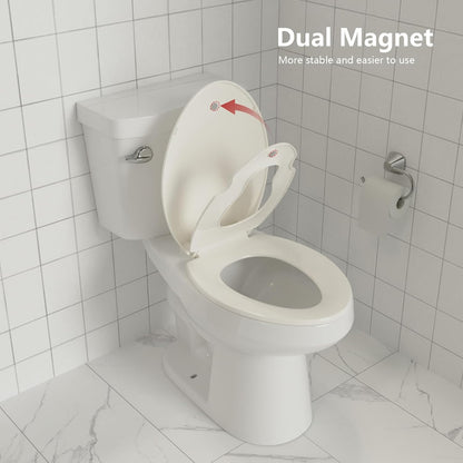 Toilet Seat Round,Toilet Seat with Toddler Seat Built in, Potty Training Toilet Seat Round Fits Both Adult and Child, with Soft Close,Easy Install and Clean - White, Round