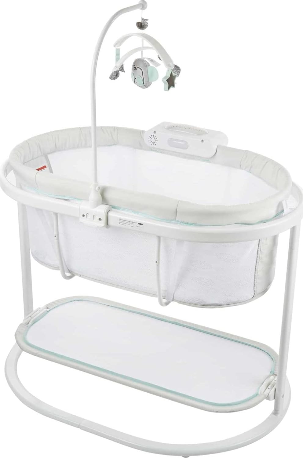 Fisher-Price Baby Bedside Sleeper Soothing Motions Bassinet with Lights Music Vibrations & Toy Mobile for Newborns 0+ Months, Sweet Snugamonkey