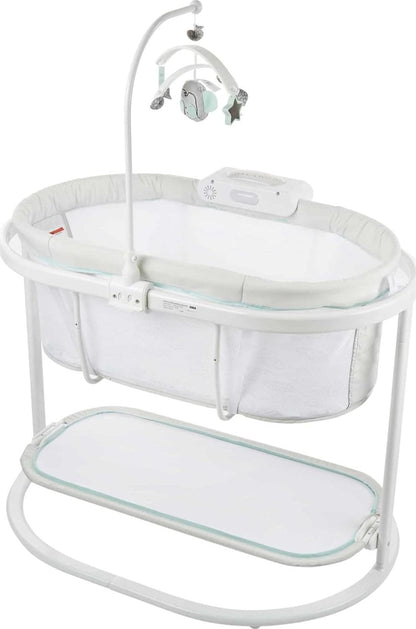 Fisher-Price Baby Bedside Sleeper Soothing Motions Bassinet with Lights Music Vibrations & Toy Mobile for Newborns 0+ Months, Sweet Snugamonkey