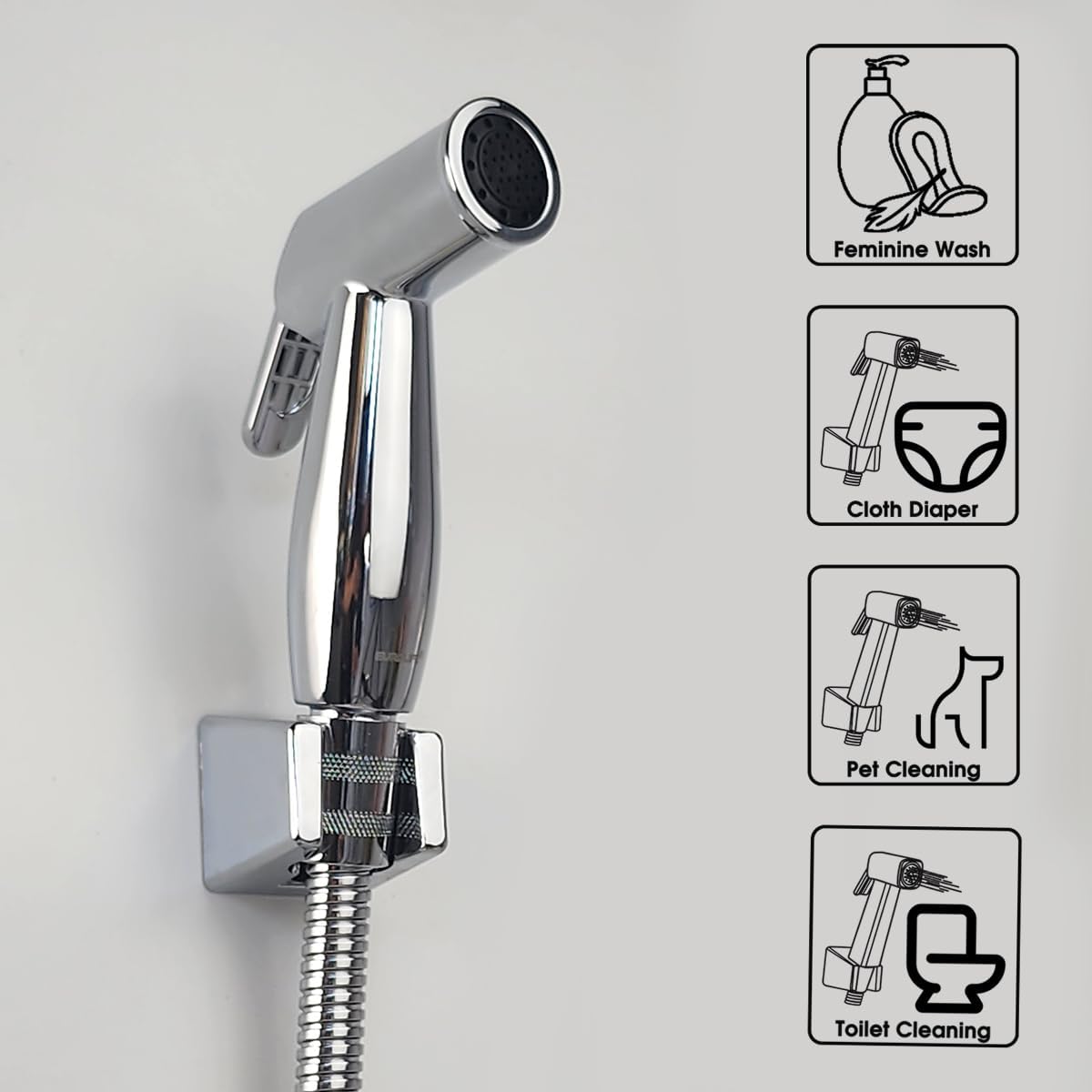 Handheld Bidet Sprayer for Toilet, Lockable Push Button, ABS Bidet Sprayer Set with Hose & T-Valve, Easy Install - Niken Color