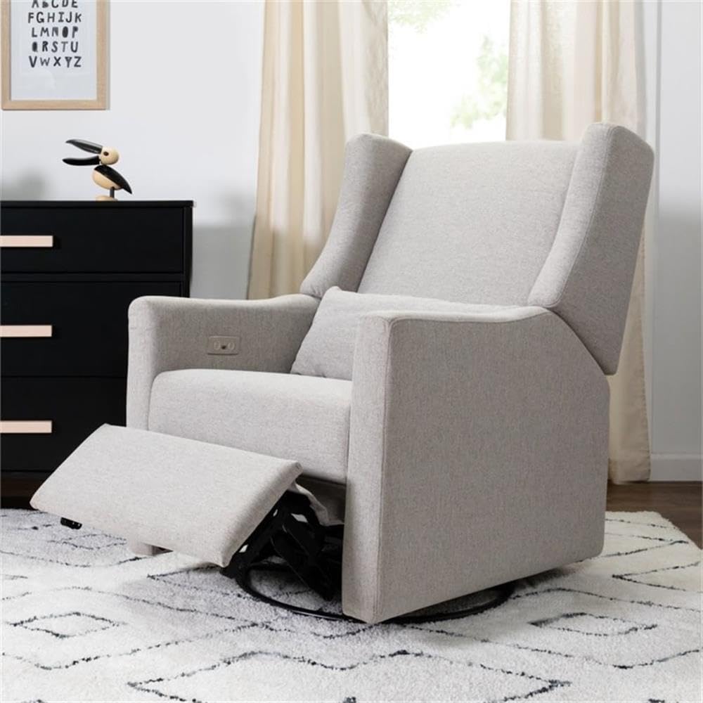 Kiwi Glider Recliner w/Electronic Control and USB | in Almond Teddy Loop w/Light Wood Base, Greenguard Gold Certified