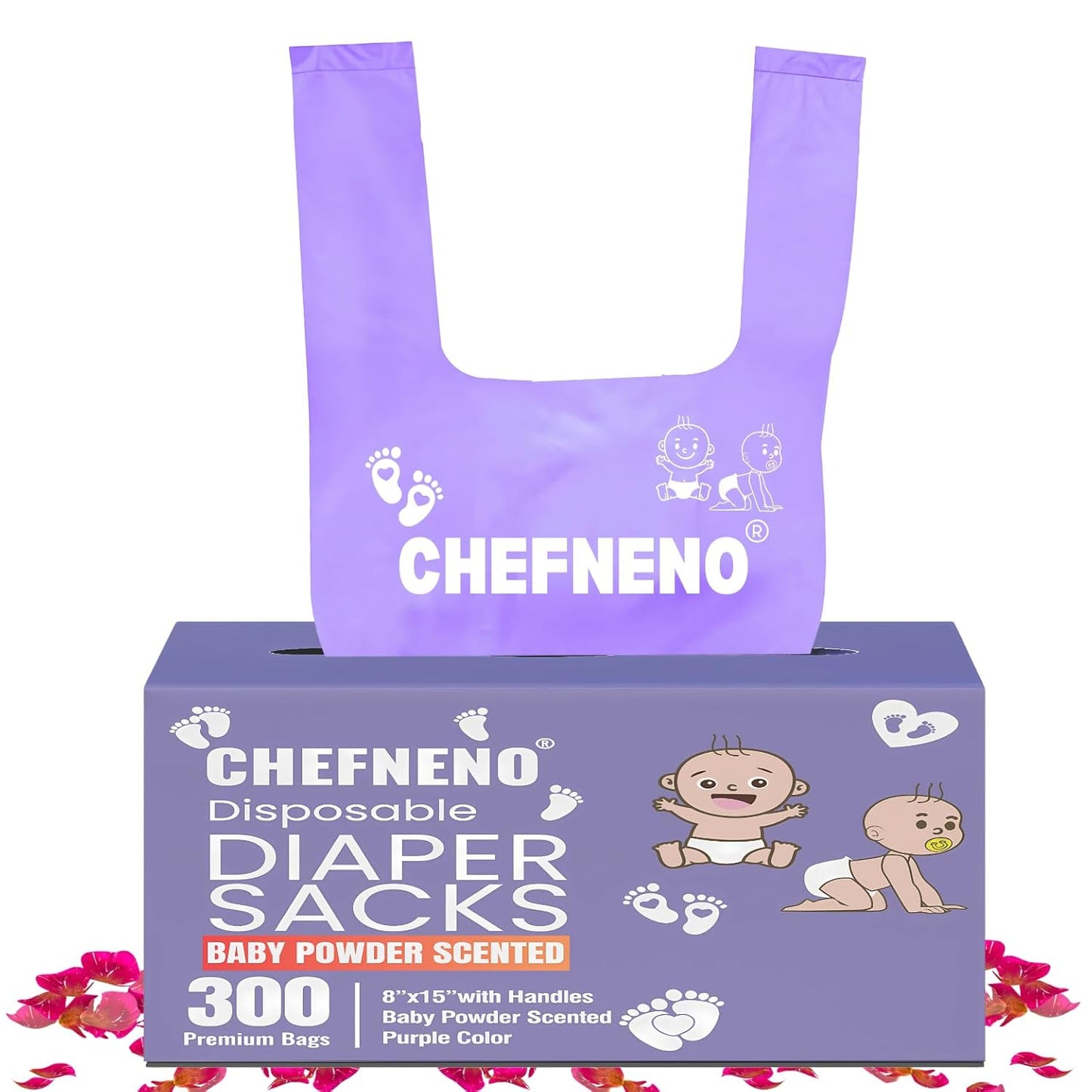 Baby Disposable Diaper Sacks (500 ct.) Fresh Baby Powder Scented Bulk Easy-Tie Diaper Sacks Nursery Trash Bags Dog Poop Bags Cat Litter Waste Bags Sanitary Pads Disposal Bags (500 Bags, Blue)