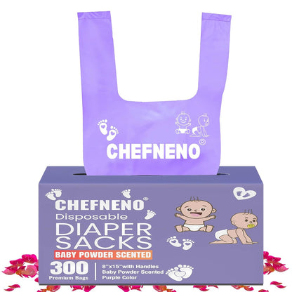 Baby Disposable Diaper Sacks (500 ct.) Fresh Baby Powder Scented Bulk Easy-Tie Diaper Sacks Nursery Trash Bags Dog Poop Bags Cat Litter Waste Bags Sanitary Pads Disposal Bags (500 Bags, Blue)