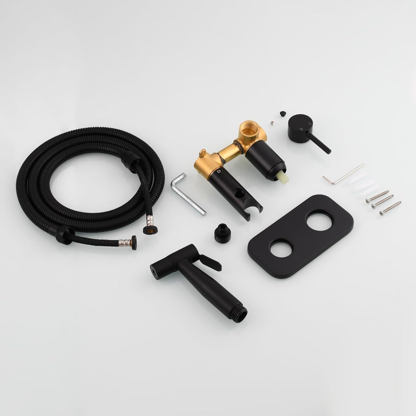 Tecmolog Stainless Steel Bathroom Bidet Sprayer Set Concealed Bidet Sprayer for Toilet Hot and Cold Handheld Cloth Diaper Sprayer Kit