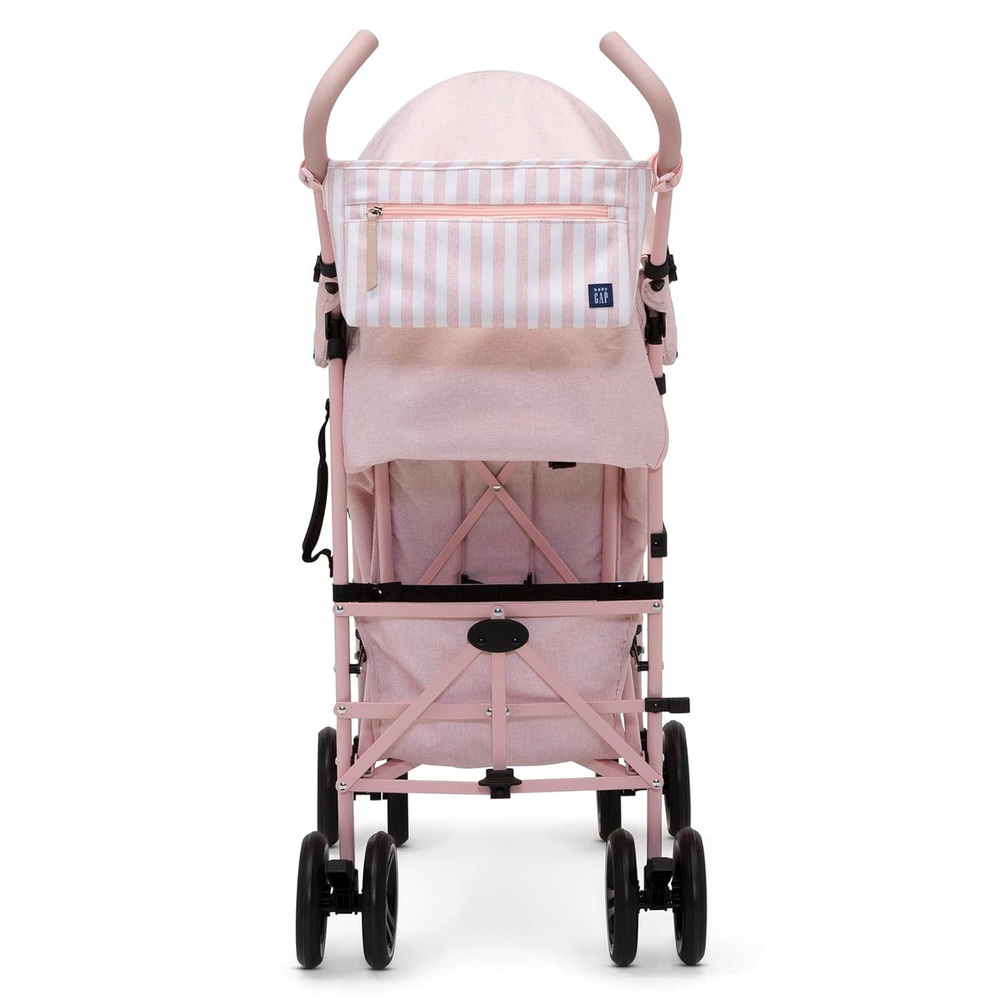 babyGap Classic Stroller - Lightweight Stroller with Recline, Compact Fold & Removable Parent Organizer - Made with Sustainable Materials, Grey Stripes