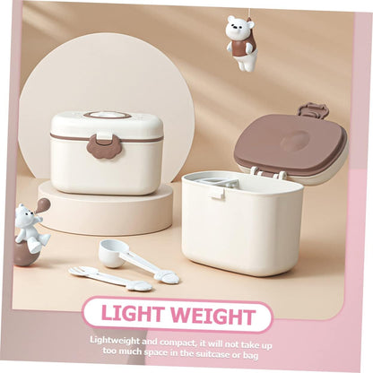 Kisangel Baby Formula Container Portable Milk Powder Box with Leak-Proof Lid and Separate Spoon Fork Compact 4.72X3.74X2.95 Inch for Infant Formula Snacks and Baby Food Storage