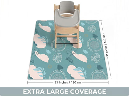 Splat Mat for Under High Chair/Arts/Crafts, Waterproof and Anti-Slip Splash Mat Floor Protector, Washable Highchair Floor Mat, 51 Inch Reusable Messy Mat and Baby Feeding Table Cloth