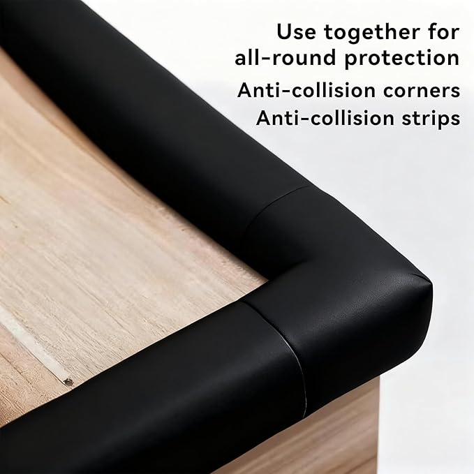 Edge Corner Protector Baby Proofing, Furniture Safety Bumper Guard, Heavy-Duty Soft NBR Rubber Foam, Safety Corner Covers Pre-Taped Rubber Foam (Large 16.7ft Edge 8 Corners)