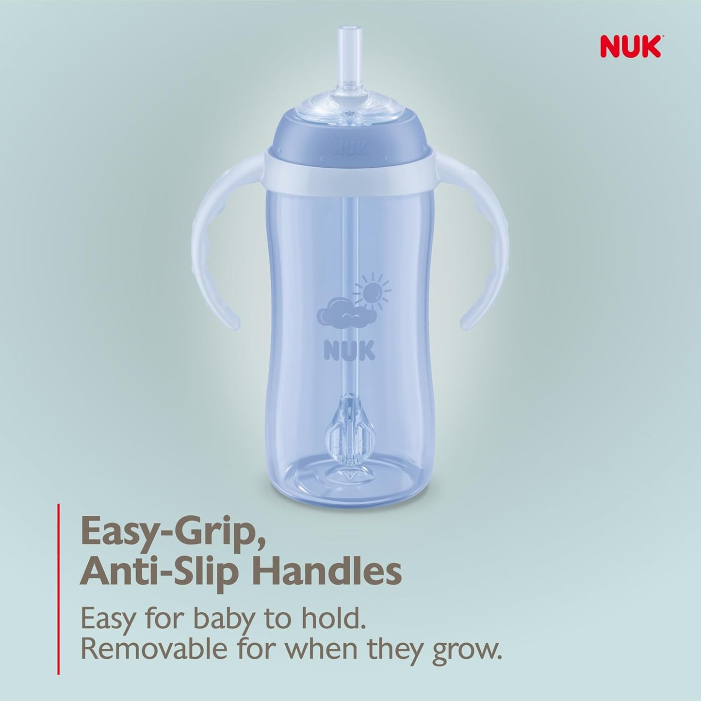 NUK Learner Straw Cup, 10oz, 2-Pack - Toddler Sippy Cup with Soft Straw for Easy Drinking, Suitable for Ages 8 Months and Up, Timeless Collection