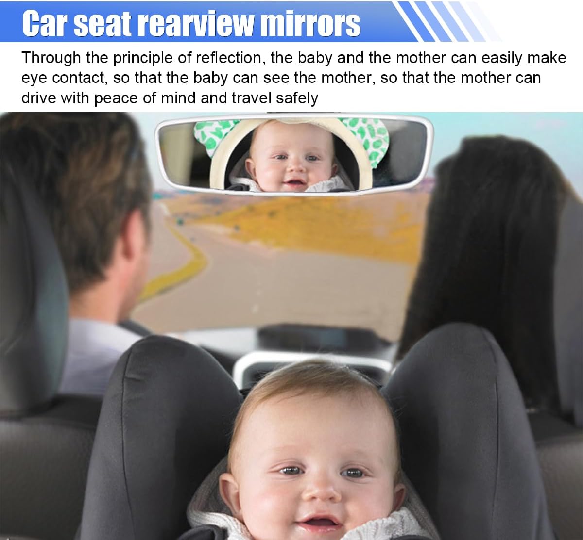Rear Facing Baby Car Mirror, Plush Cute Wide View Vehicle Backseat Viewer, Shake-proof Baby in Sight Carseat Mirrors, Cartoon Animal Shatterproof Safety Observation Rearview Mirror (Deer)