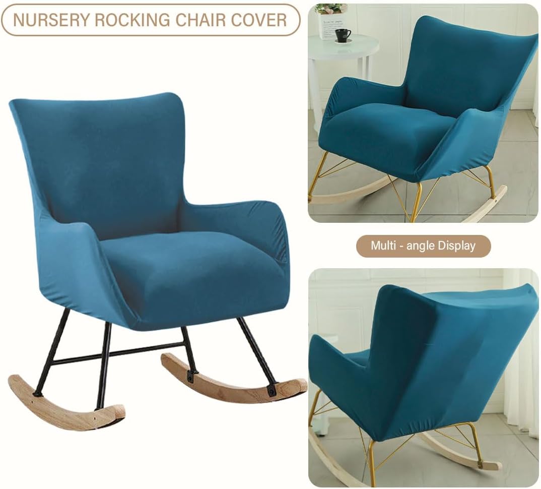 Nursery Rocking Chair Cover Stretchable Glider Chairs Cover Slipcovers Printed Rocking Accent Armchair Slipcover for Living Room Bedroom Offices, 03