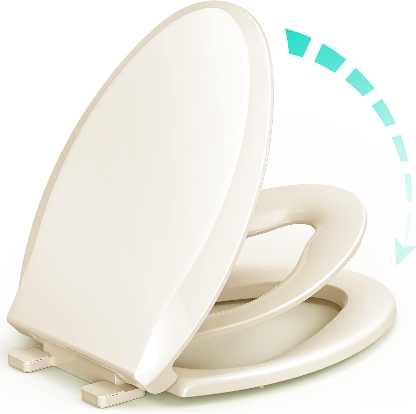 Elongated Toilet Seat with Built-in Potty Training Seat for Toddlers& Adults, Slow Close, Never Loosen, Heavy Duty, Ergonomic, Space Saving Toddler Toilet Seat(Elongated 18.5", Oval)