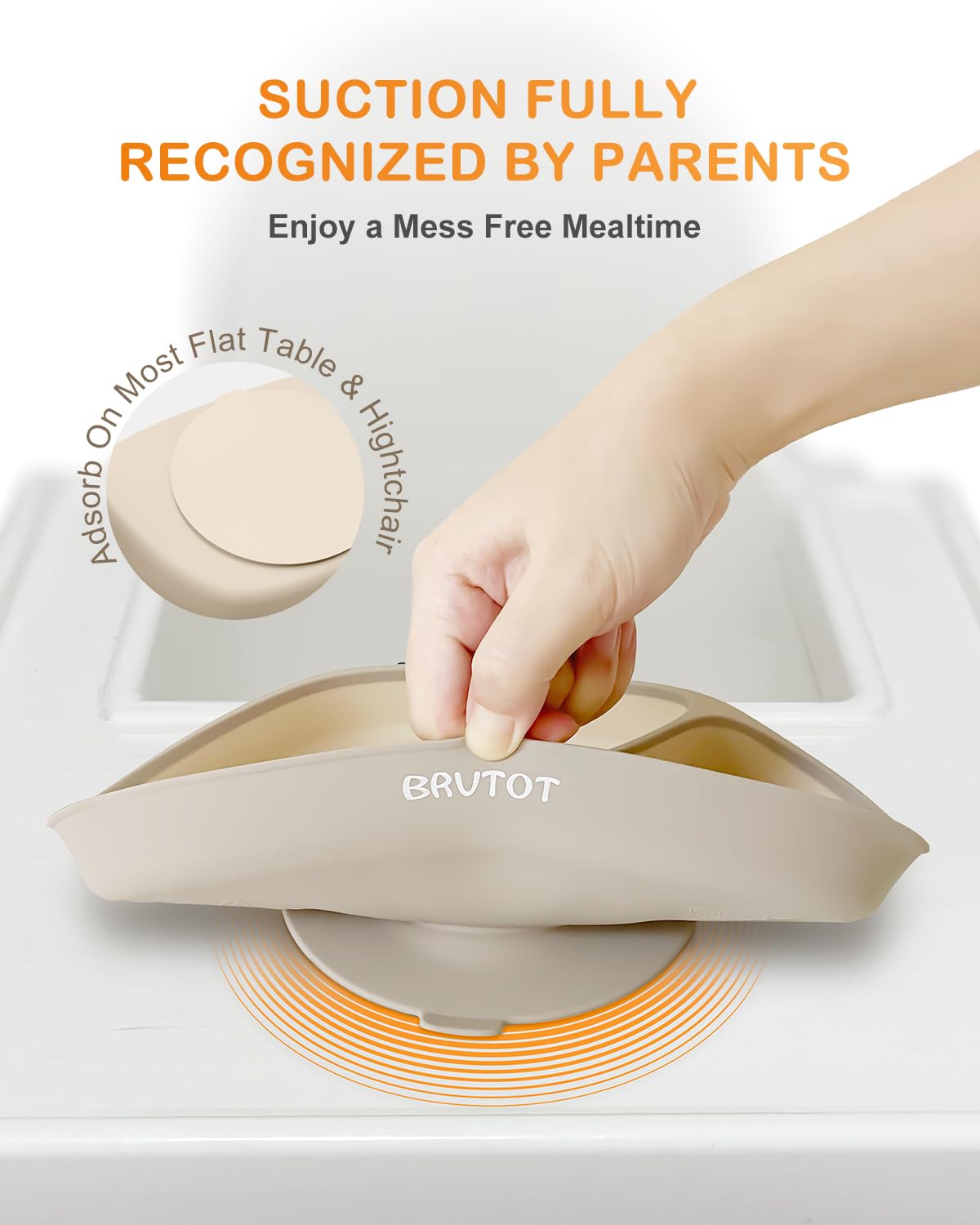 Toddler Suction Plates for Baby, Food Grade Platinum Silicone Baby Plates BPA Free, Divided Suction Toddler Plate Dishes and Spoon Set for Self Feeding, Deeper Design, Dishwasher Safe