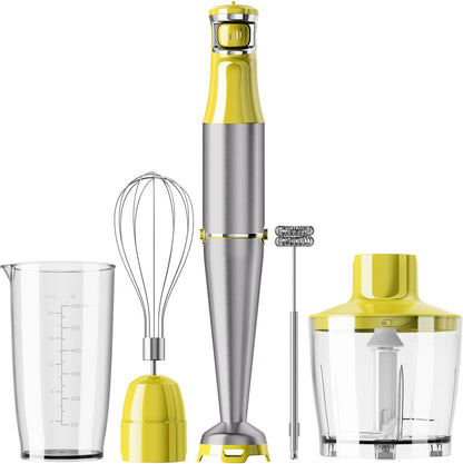 Turelar Immersion Blender Handheld Corded Hand Blenders Set 1100W, Trigger Variable Speed 5 in 1 Stick Emulsifier with Chopper, Whisk and Frother for Soup, Baby Food and Smoothies, Orange