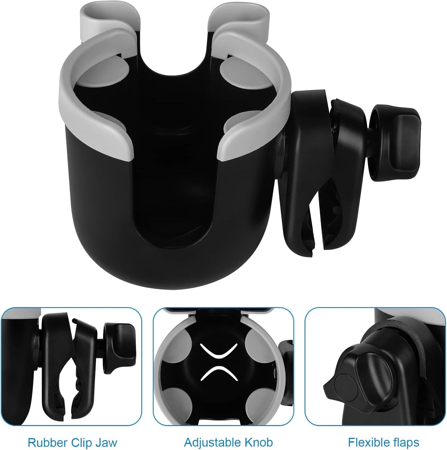Accmor Stroller Cup Holder with Phone Holder, Bike Cup Holder, Universal Cup Holder for Uppababy Nuna Doona Strollers, 2-in-1 Cup Phone Holder for Stroller Bike Accessory