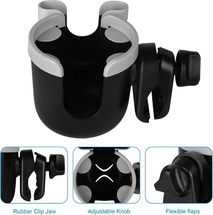 Accmor Stroller Cup Holder with Phone Holder, Bike Cup Holder, Universal Cup Holder for Uppababy Nuna Doona Strollers, 2-in-1 Cup Phone Holder for Stroller Bike Accessory