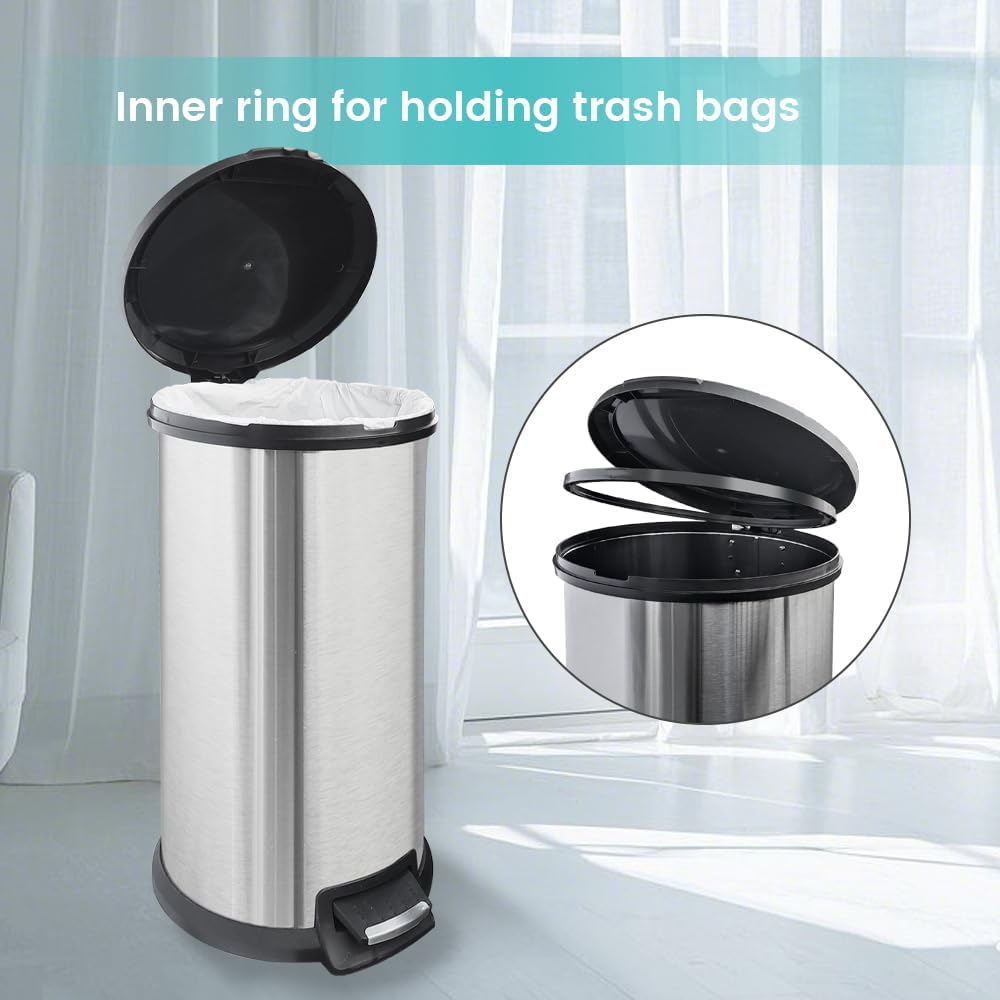 Diaper Pail, Baby Diaper Trash Can with Removal Inner Liner, Childproof Lock, Stainless Steel Garbage Pail with lid, Soft Close, Odor Control Diaper Disposal Bin, 4 Gallon Pink Diaper Can