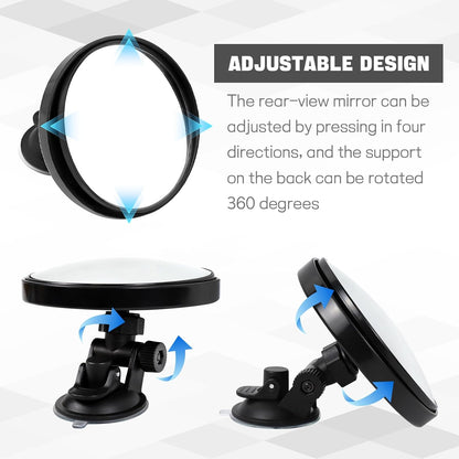 Baby Car Mirror, Auto Rear Facing Mirrors with Suction Cup, 360° Adjustable Wide Angle Convex Rear View Mirrors, Safety Backseat Babies Mirror, Universal Car Interior Accessories