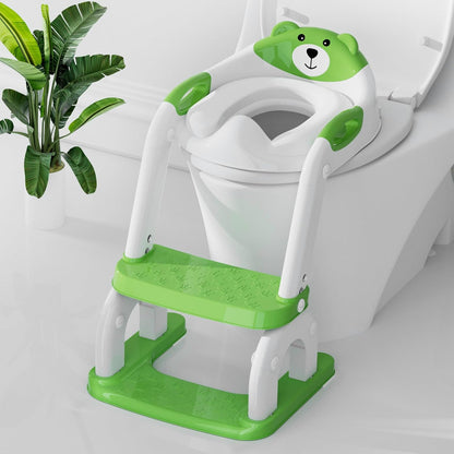 Potty Training Seat with Step Stool, Toddler Potty Training Toilet Seat with Non-Slip Step Splash Guard Safety Handles and Waterproof Cushion, 2 In 1 Toddler Potty Seat