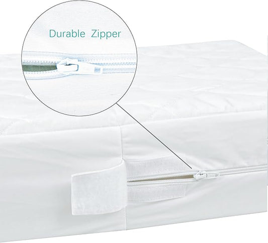 Zippered Crib Mattress Protector - Waterproof Crib Mattress Encasement, Breathable and Absorbent, 6 Sides Fully Encased Cover