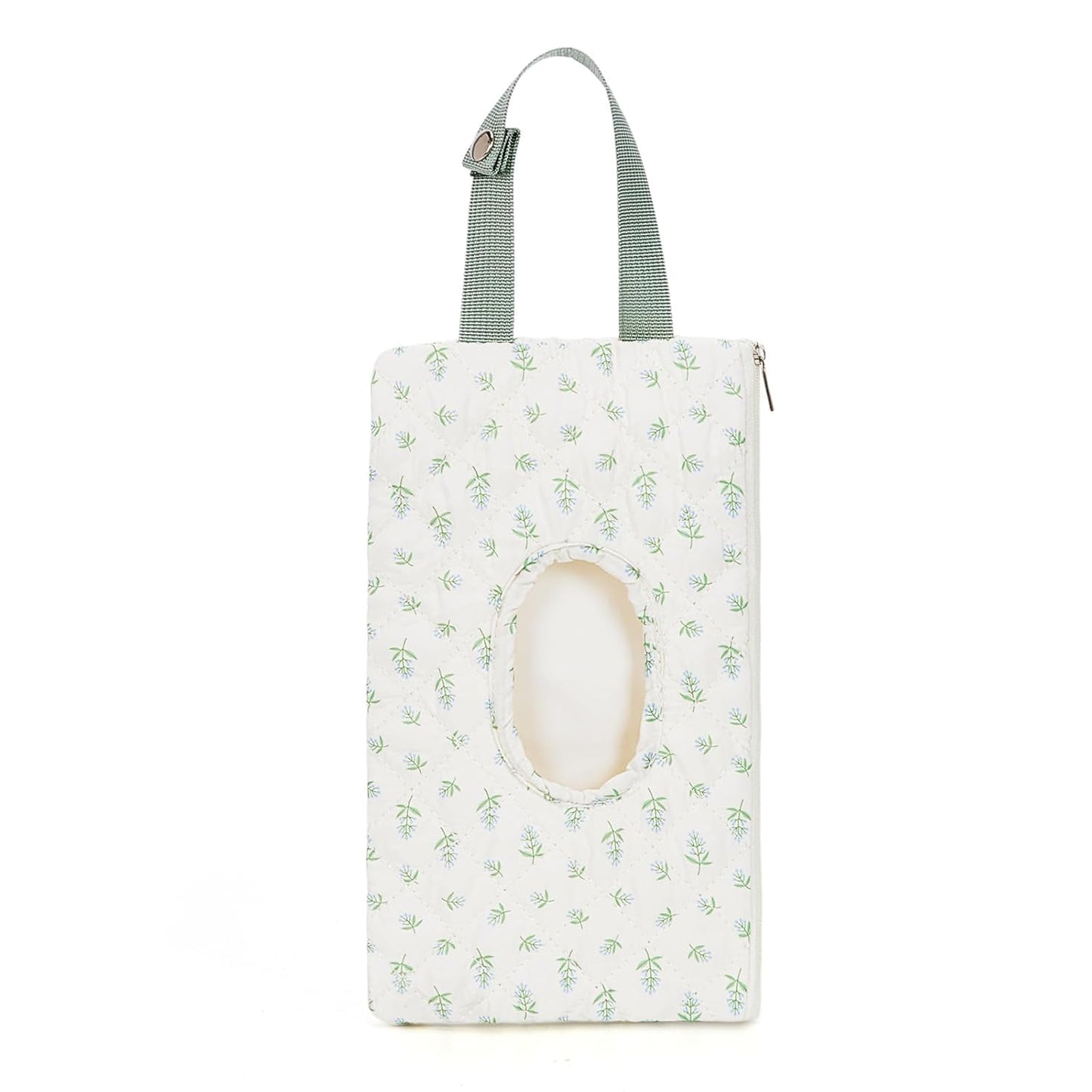 Quilted Baby Wipe Holder Quilted Wipe Pouch Portable Hanging Floral Wet Wipes Bag for Car, Stroller