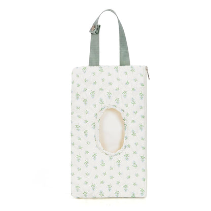 Quilted Baby Wipe Holder Quilted Wipe Pouch Portable Hanging Floral Wet Wipes Bag for Car, Stroller