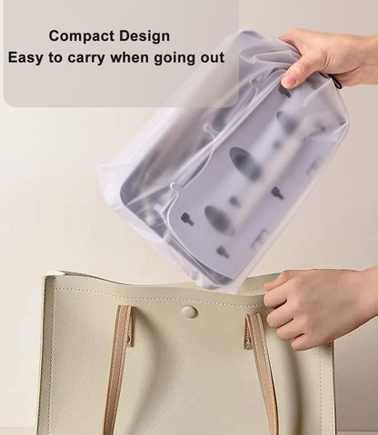 Portable Bottle Drying Rack with Drain Mat, Foldable & Space Saving Drying Rack for Baby Bottles, Pump Parts,Cups,Pacifiers, and Reusable Ziplock Dryer Rack(Grey Drying Rack with Drain Mat)