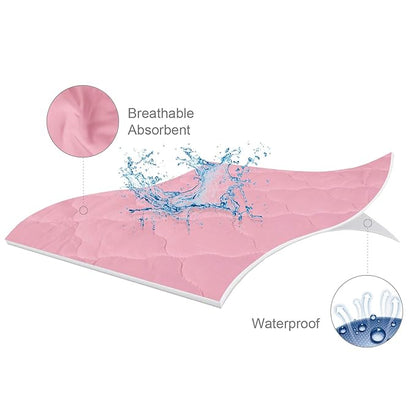 Pack and Play Mattress Protector Sheets Fitted Waterproof Pack and Play Mattress Pad Cover, Compatible with Graco Pack n Play & Dream On Me & Pamo Babe, Playpen/Playard Sheet Quilted, Pink, 39" x 27"