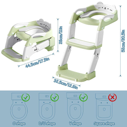 3-in-1 Baby Potty Training Seat with 2 Step Ladder, Splash Guard Anti-Slip Pad, Height Adjustable Toddler Toilet Seat with Soft Cushion for Kids Boys Girls(Grey)