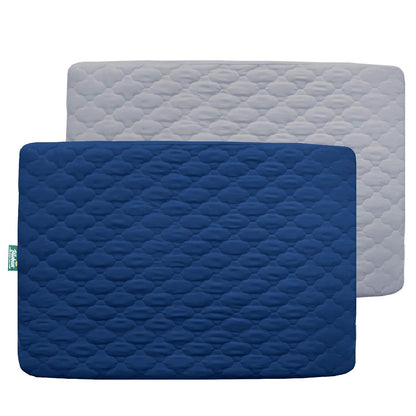 Pack and Play Sheets Mattress Pad Protector Fitted Waterproof Playard Mattress Cover, Compatible with Graco Pack n Play & Dream On Me & Pamo Babe, Playpen/Playard Sheet Quilted, Gray, 39" x 27"