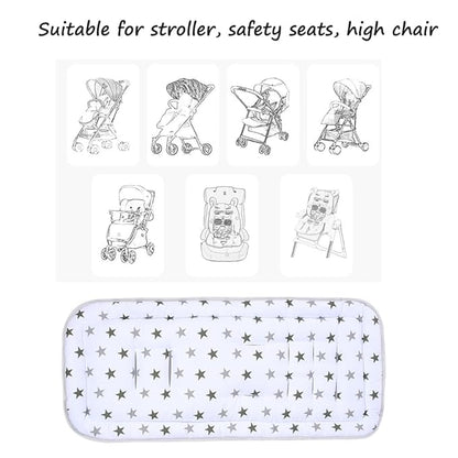Baby Stroller Seat Liner Kids Pushchair Seat Cushion Mat Universal Breathable Stroller Liner Insert Stroller Cushion Pad Thick Cotton Stroller Liner Seat Pad Cover for Car (White & Gray Star)