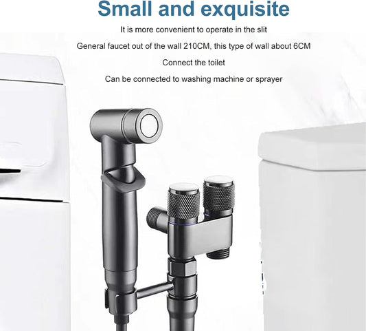 Handheld Bidet Sprayer for Toilet , Stainless Steel Sprayer Attachment for Feminine Wash and Double Switch Independent Control Bidet Attachment for Toilet , great for Feminine Wash , Cloth Diaper