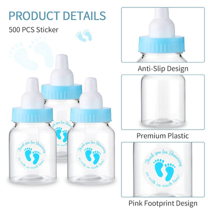 Tondiamo 48 Pcs Blue Baby Shower Mini Bottle Favors 1.5 x 3.5 Inch Baby Shower Candy Jar Mini Milk Bottle Party Favor Fillable Gift Boxes for Boys Girls Birthday Party Games Decorations