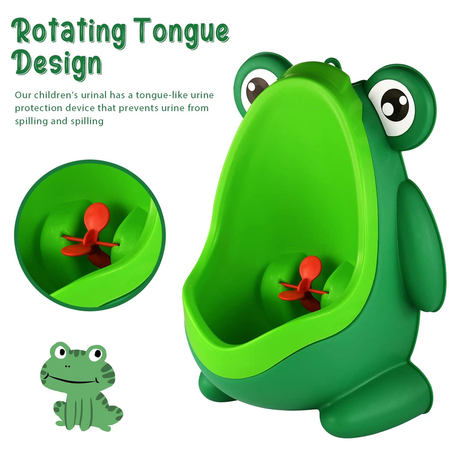 Cute Frog Potty Training Urinal for Boys with Funny Aiming Target - Blackish Green