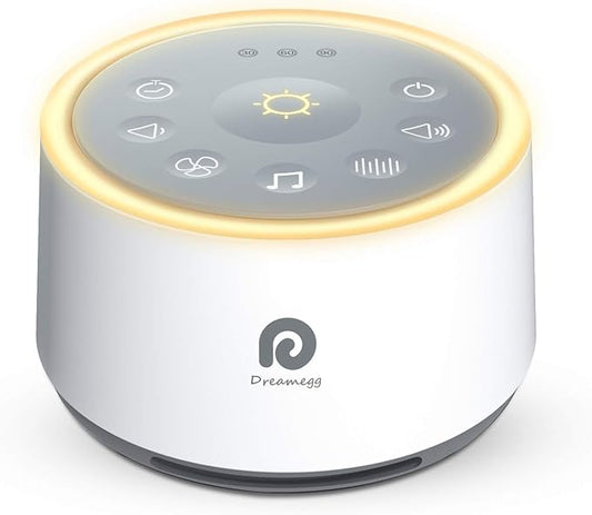 Dreamegg D1 Sound Machine Baby - White Noise Machine for Baby with Night Light, 24 High Fidelity Sounds, Timer & Memory Feature, Noise Machine with Nursery Lamps for Adults, Home, Office (White)