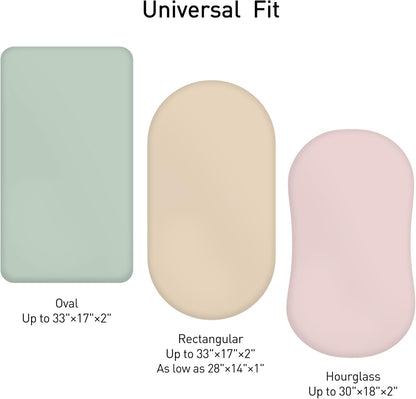 Muslin Bassinet Fitted Sheets 2 Pack, Soft Breathable Cotton Baby Bassinet Mattress Sheet Set, 360° Elastic Snug Fit, Universal for Oval, Rectangle & Hourglass Cradle, Unisex Baby Bedding (Cute Cars)