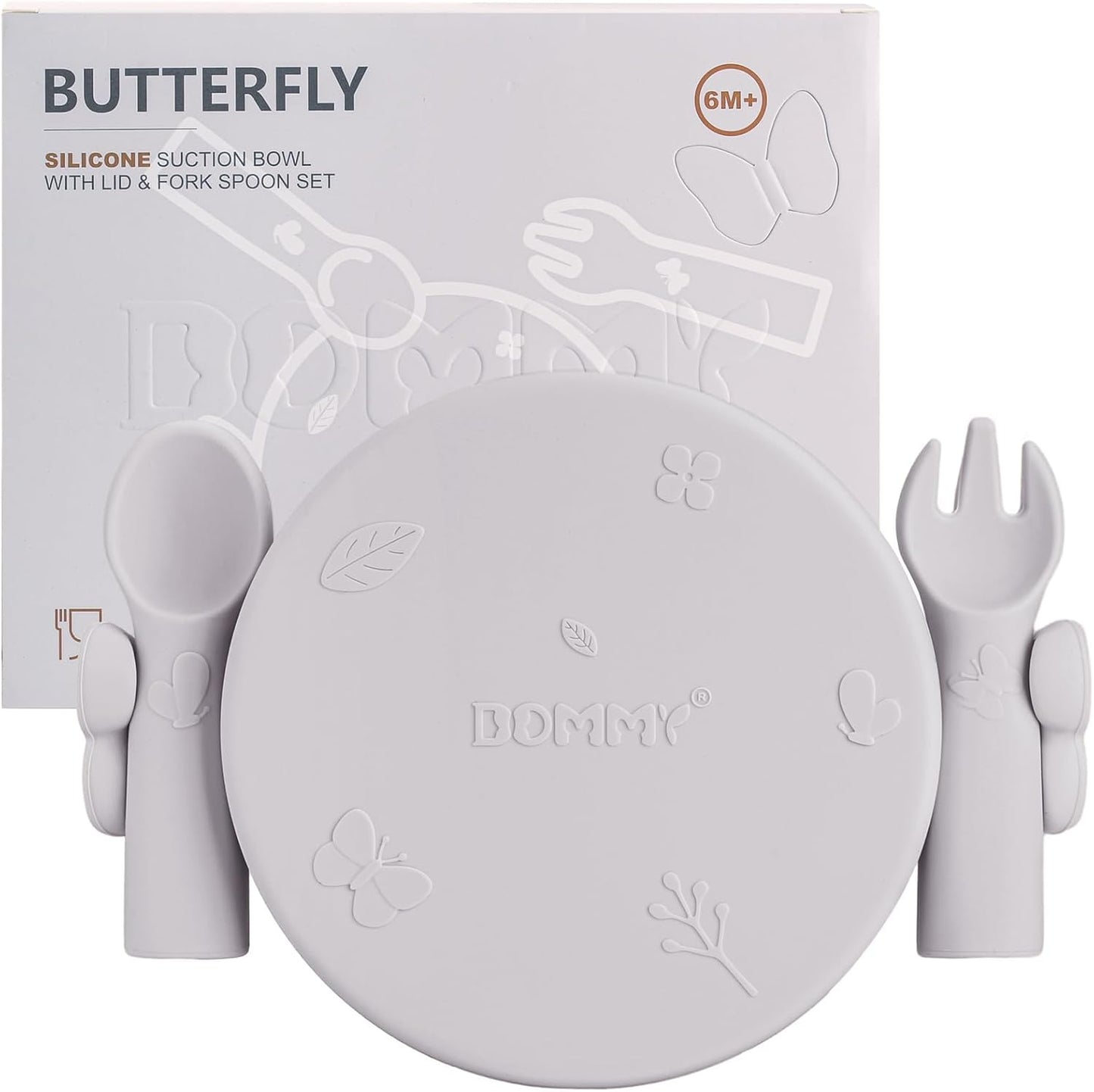 Dommy Baby Bowl with Suction BPA-Free Suction Bowl for Baby with Spoon and Fork Silicone Suction Bowl with Lid